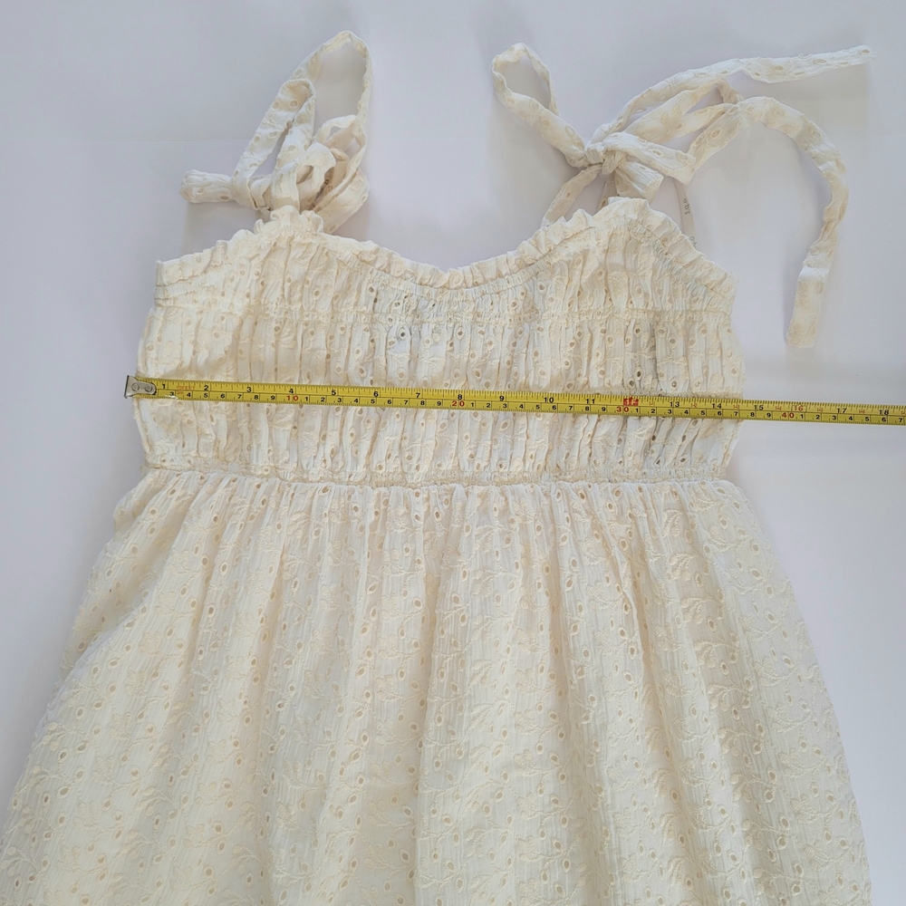 o.p.t Nanette Eyelet Smocked RuffleCotton Mini Dress in Cream, Size XS, Romantic - Picture 8 of 11